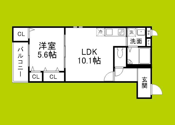 リアン富木(1LDK/2階)の間取り写真