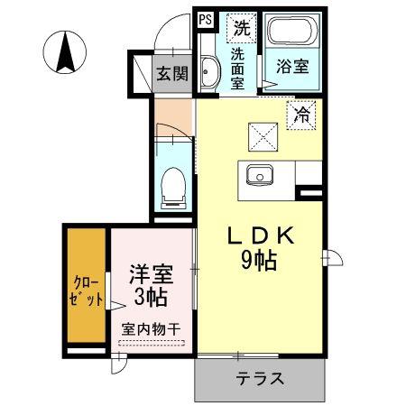 オーク明大前(1LDK/1階)の間取り写真
