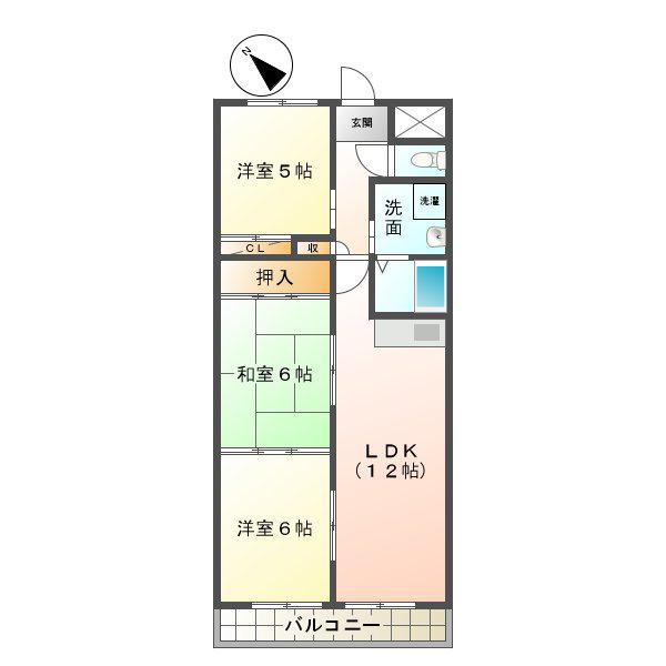 白子駅前ボヌール(3LDK/5階)の間取り写真
