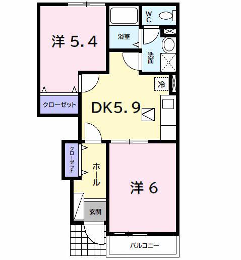 潮見通中村屋館(2DK/1階)の間取り写真