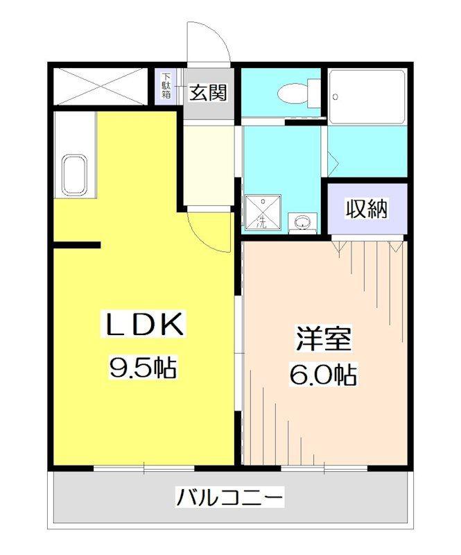 サンアベニュー富士(1LDK/1階)の間取り写真
