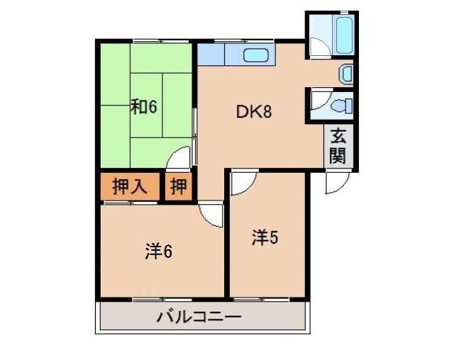 川端マンション(3DK/2階)の間取り写真