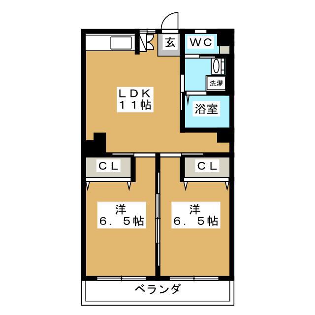 時田稔台ハイツ(2LDK/1階)の間取り写真