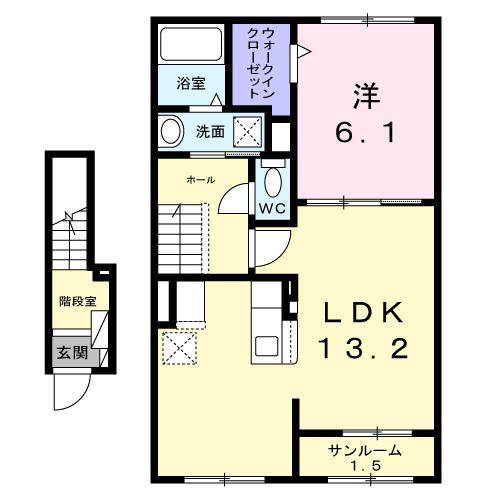 KASHIWA HILLS(1LDK/2階)の間取り写真