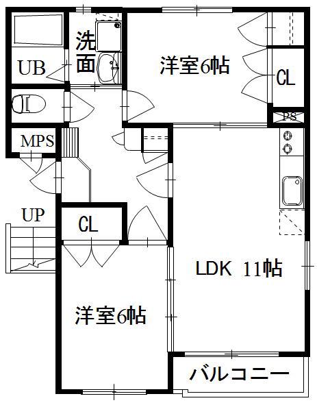 UI・YAMATO(2LDK/1階)の間取り写真