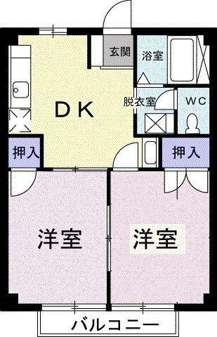 ニューシティキナセ(2DK/1階)の間取り写真