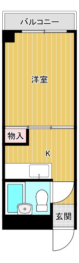 カツノハイツ(1K/4階)の間取り写真