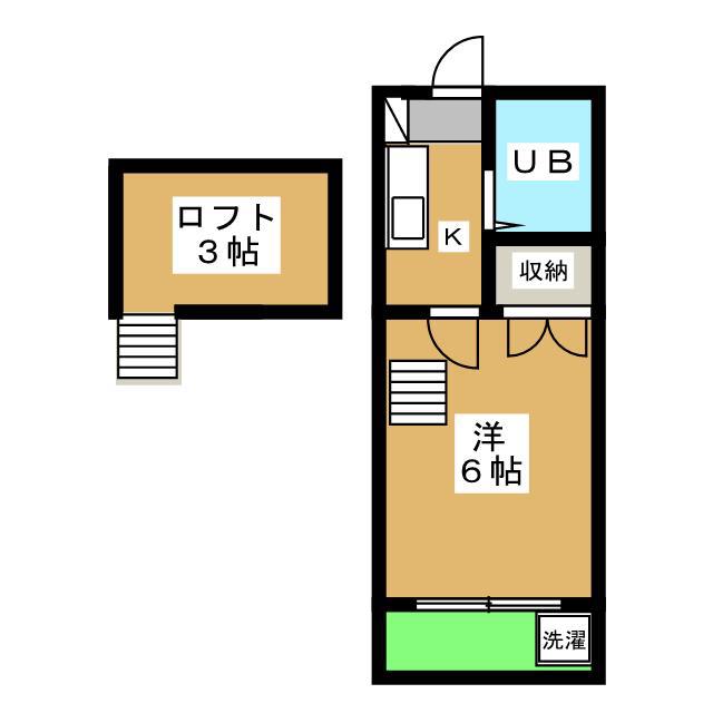 ステップ日野(1K/1階)の間取り写真