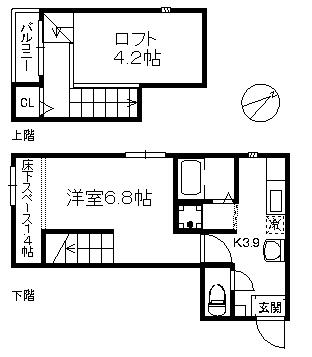 パサージュ西公園259(1K/1階)の間取り写真