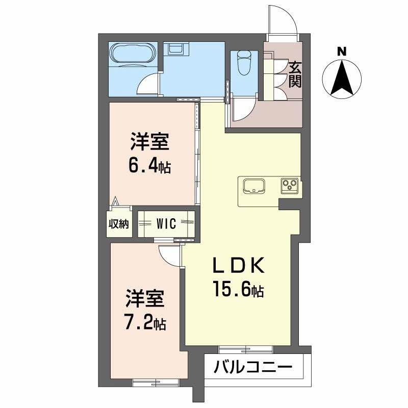 シャーメゾン妻科の杜(2LDK/2階)の間取り写真