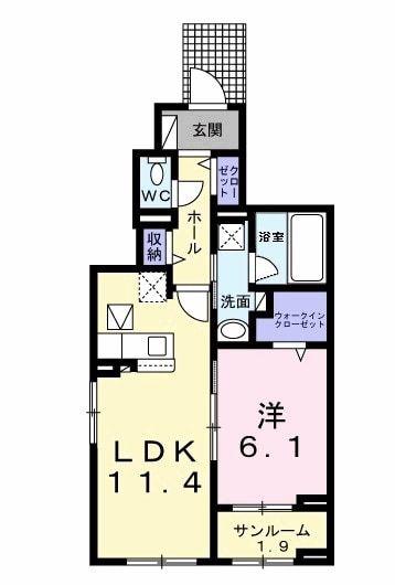クラシオン(1LDK/1階)の間取り写真
