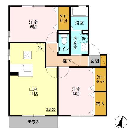 サンパーク II A(2LDK/1階)の間取り写真