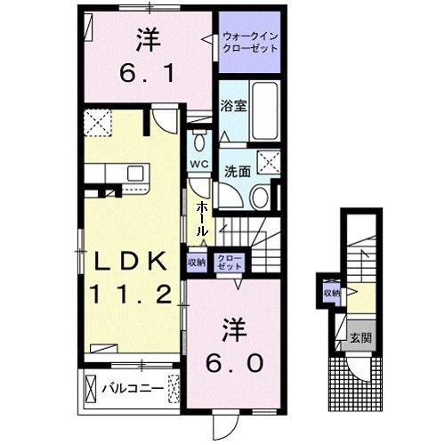 ＪＲ常磐線 荒川沖駅 徒歩12分 2階建 築5年(2LDK/2階)の間取り写真