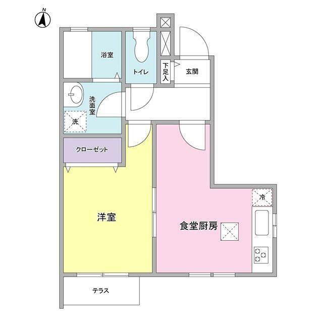 KSフラット(1DK/1階)の間取り写真