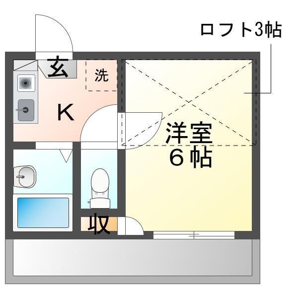 J-BASE(1K/2階)の間取り写真