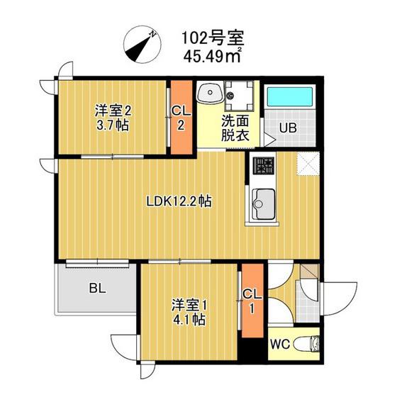 REGALEST塩原テラス(2LDK/1階)の間取り写真
