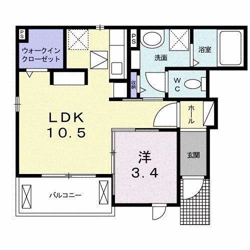 カーサ デ アモーレⅡ(1LDK/1階)の間取り写真