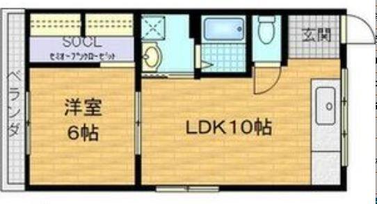 昌栄ハイツ(1LDK/2階)の間取り写真