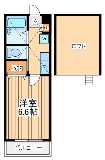 メゾンフルヤⅡ(1K/2階)の間取り写真