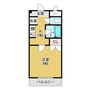セントラルヴィレッジ(1K/4階)の間取り写真