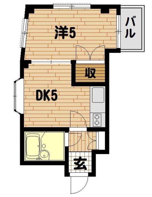 パレス池袋B(1DK/2階)の間取り写真