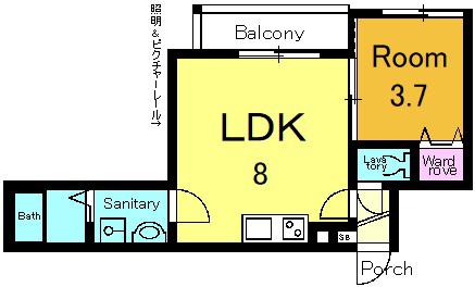 山科HATCH京都薬大前(1LDK/2階)の間取り写真