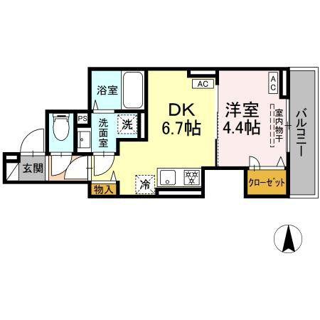 練馬区練馬2丁目PJ(1DK/2階)の間取り写真