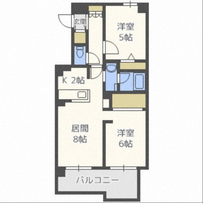 バインド平岸(2LDK/3階)の間取り写真