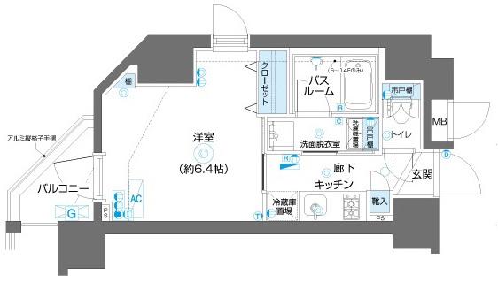 フェニックス川崎参番館(1K/9階)の間取り写真
