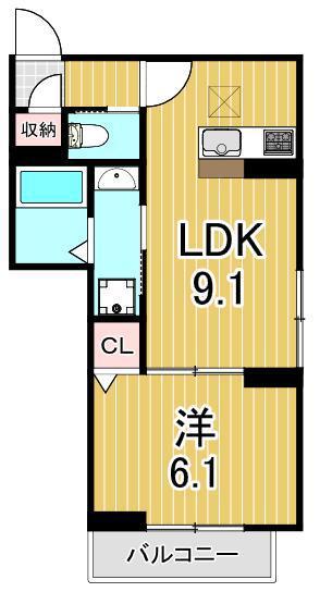 セレスティア青井(1LDK/3階)の間取り写真