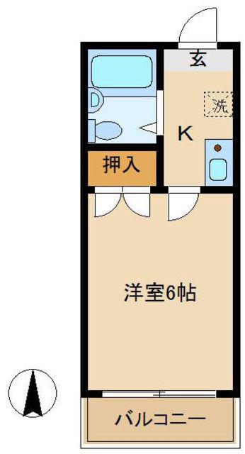 Kハイツ(1K/1階)の間取り写真