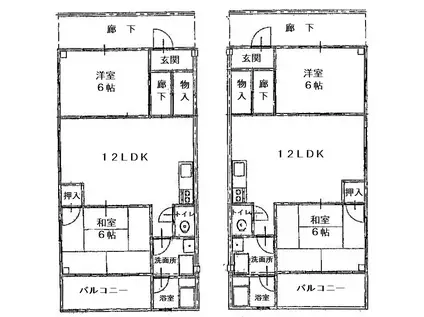 ポピーハイツオカモトI(2LDK/2階)の間取り写真