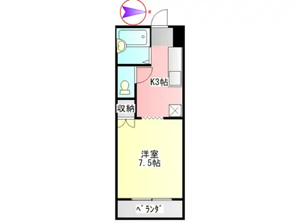 カサブランカ(1K/1階)の間取り写真