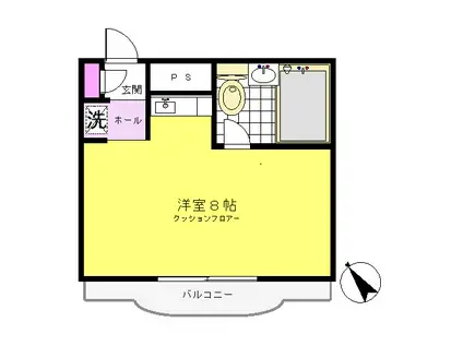 フラッツ金子(ワンルーム/3階)の間取り写真