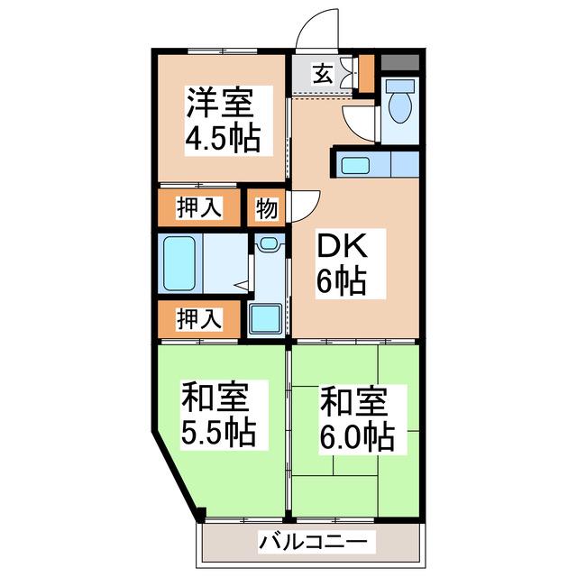 シティコア園田(3DK/2階)の間取り写真