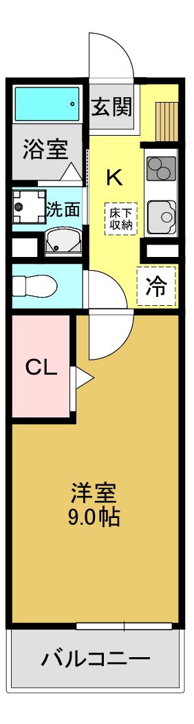 コモドビラNII(1K/1階)の間取り写真