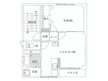 西古松・丸山ビル(1LDK/2階)の間取り写真