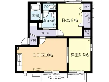 リバーウォーク桜川E(2LDK/1階)の間取り写真