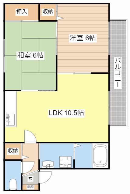 エスペランサ(2LDK/2階)の間取り写真