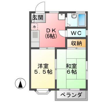 CASADE REPOSO(2DK/2階)の間取り写真