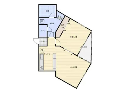 カーサ・フォレスタ(1LDK/2階)の間取り写真