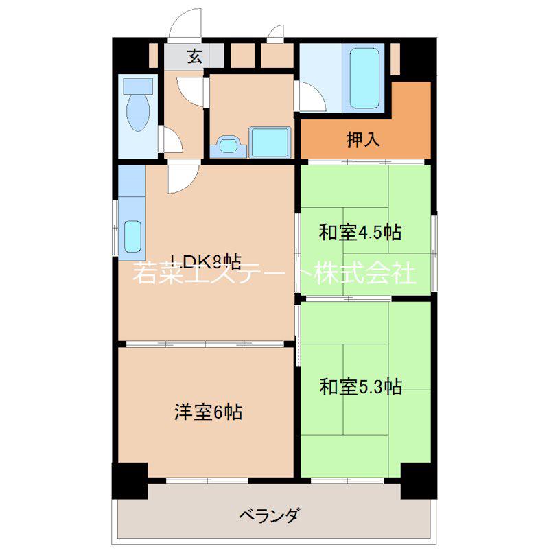 サンセーヌ中央町(3LDK/4階)の間取り写真