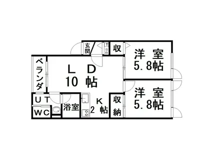 メゾンYH(2LDK/1階)の間取り写真
