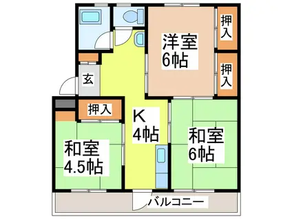太田郷ハイツ(3K/2階)の間取り写真