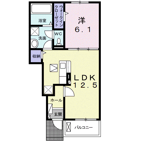 GARDEN HOUSE K(1LDK/1階)の間取り写真