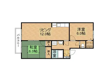 カムール花園(2LDK/2階)の間取り写真