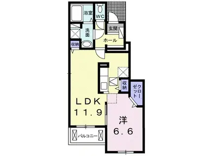 コンフォートVII(1LDK/1階)の間取り写真