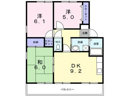FO.トロワ木太A(3DK/3階)の間取り写真