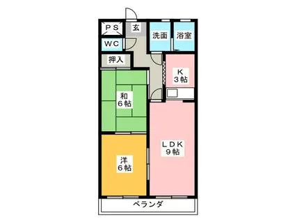 ピュアパレスNISHIKANI(2LDK/2階)の間取り写真