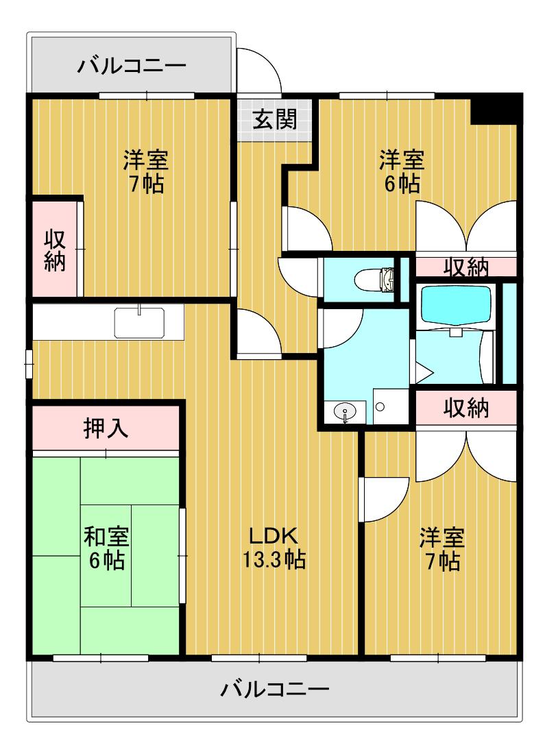 ボノエールメゾン光善寺(4LDK/1階)の間取り写真